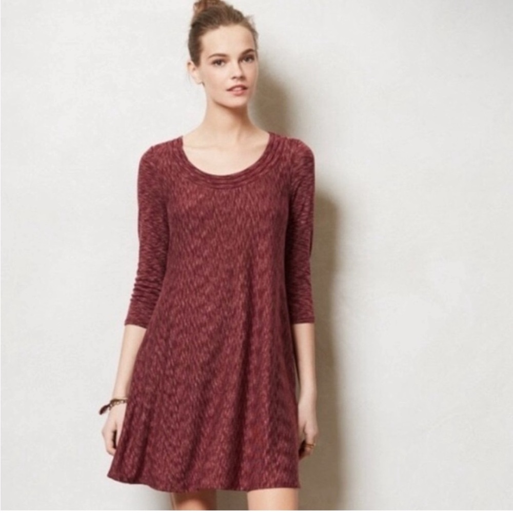 Anthropologie Saturday Sunday Burgundy Narva Swing Dress